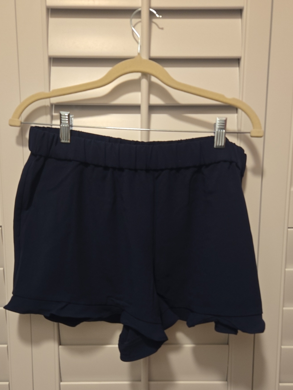 Maison Jules Navy Ruffle-Hem Elastic Waist Skort Shorts